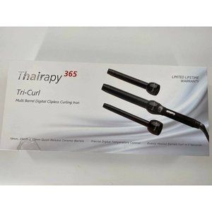 Thairapy 365 Tri-Curl, Multi Barrel Digital Clipless Curling Iron- New